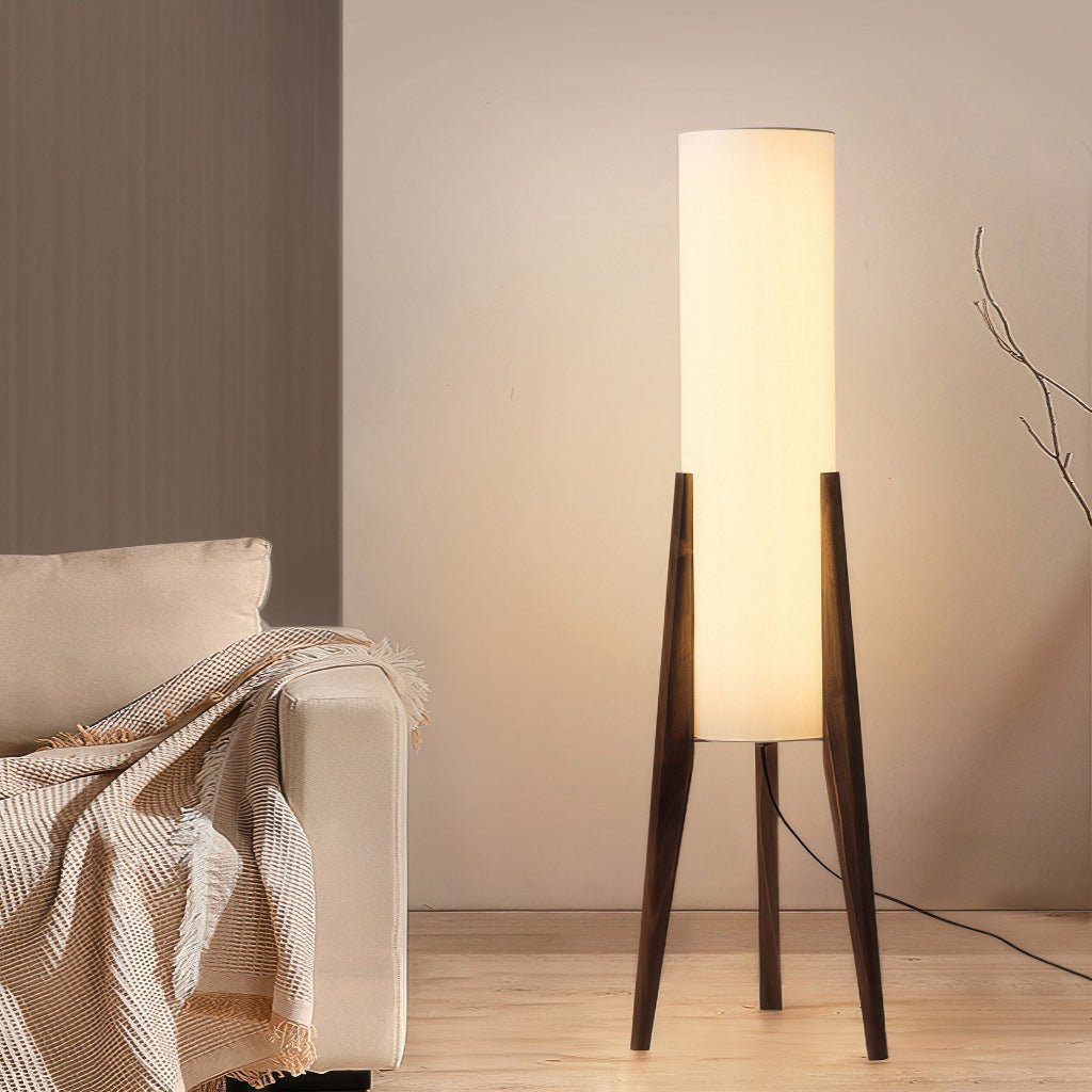 LUMISKA – Lampada da Terra in Noce Scandinavo con Illuminazione LED Dimmerabile