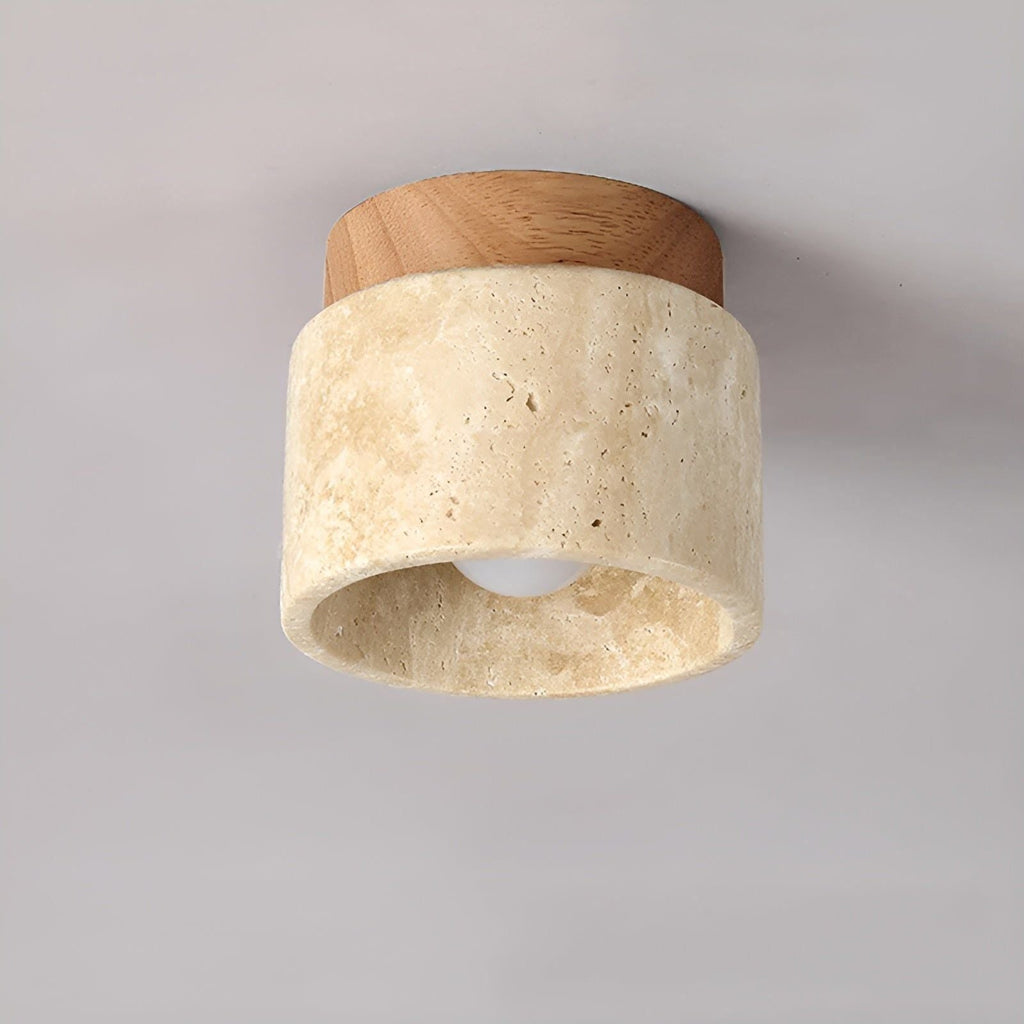 LumiStone - Wabi Sabi Marmo Giallo Lampada da Soffitto Giapponese