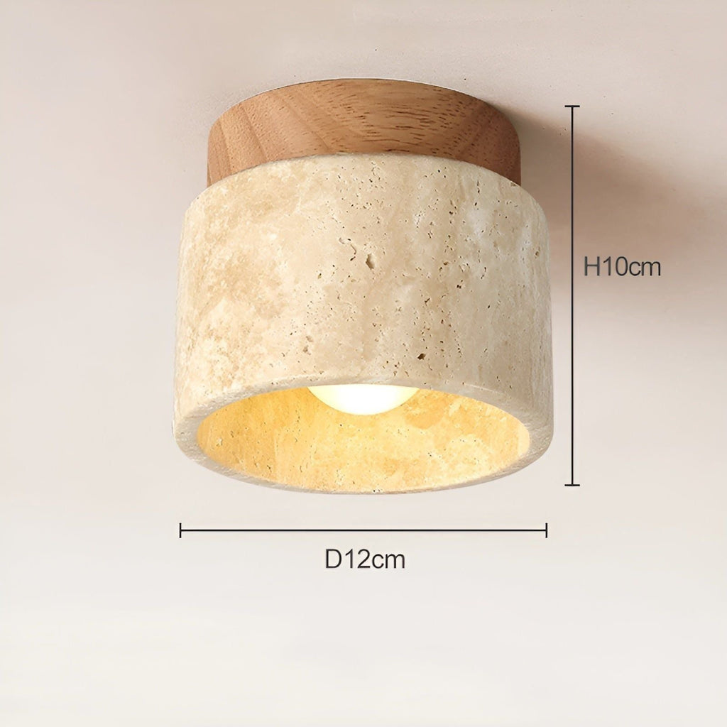 LumiStone - Wabi Sabi Marmo Giallo Lampada da Soffitto Giapponese