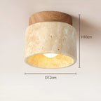 LumiStone - Wabi Sabi Marmo Giallo Lampada da Soffitto Giapponese