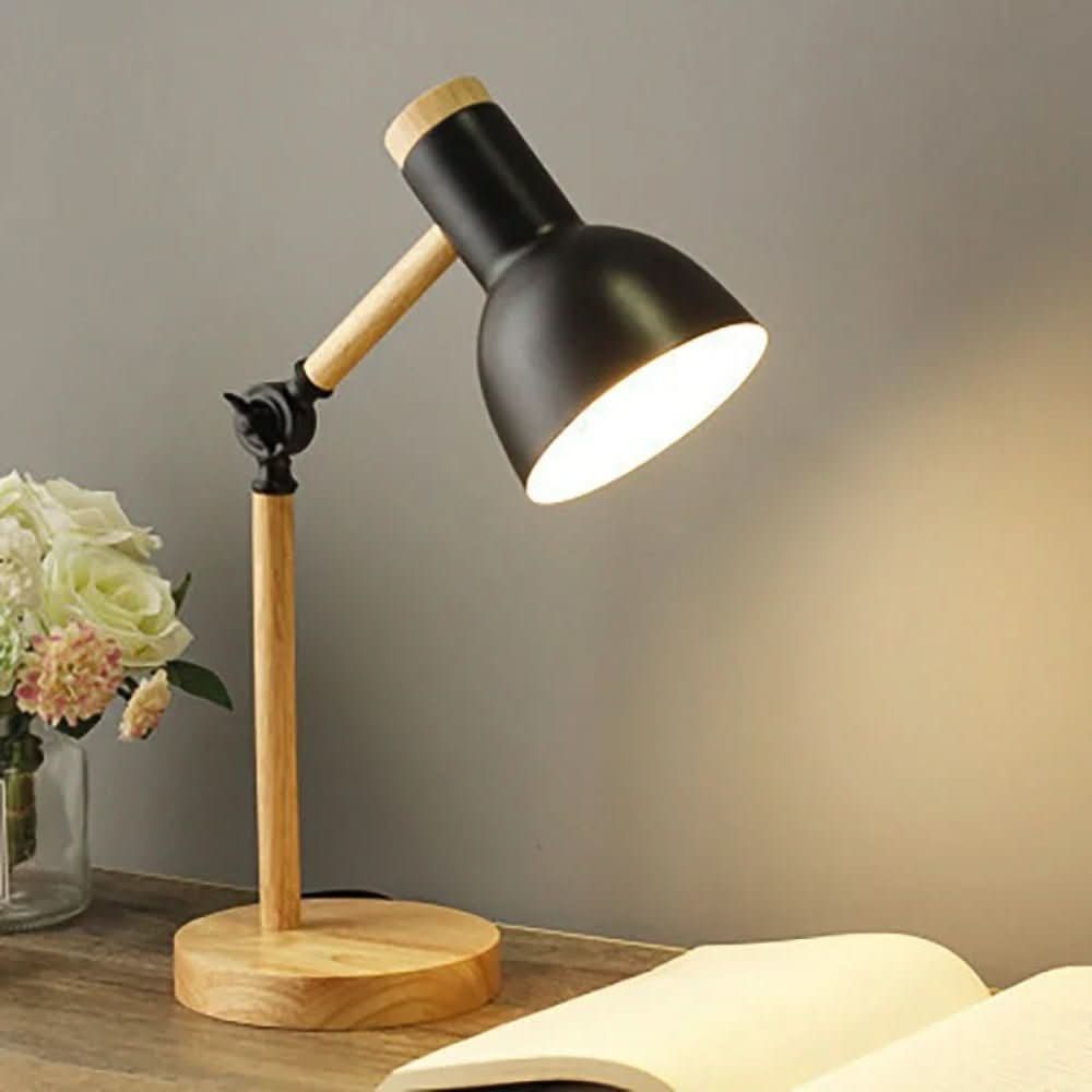 Lampada da Tavolo Lumowood – Luce da Tavolo in Stile Scandinavo con Base in Legno