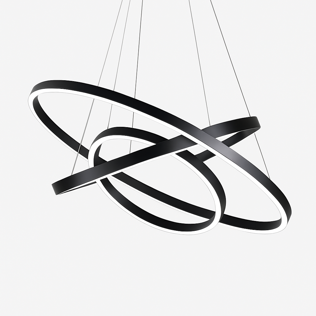 Design del lampadario con cerchi intrecciati (nero o bianco)