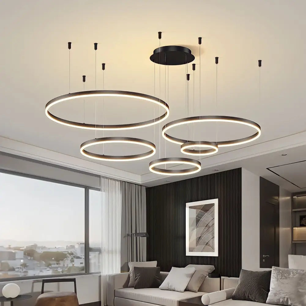 lampadario sospeso cerchio | Salone e sala da pranzo