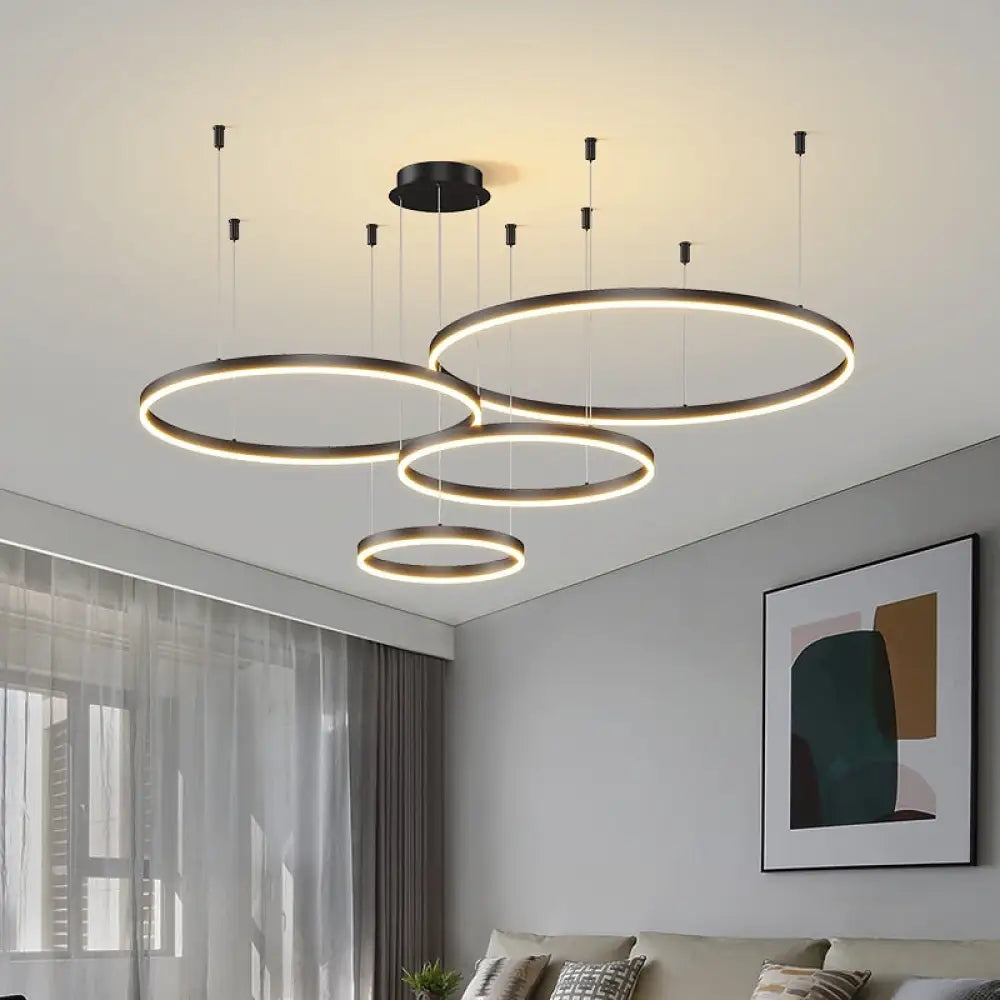 lampadario sospeso cerchio | Salone e sala da pranzo