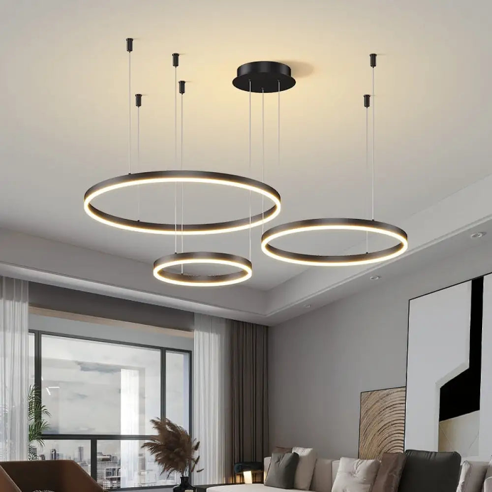 lampadario sospeso cerchio | Salone e sala da pranzo