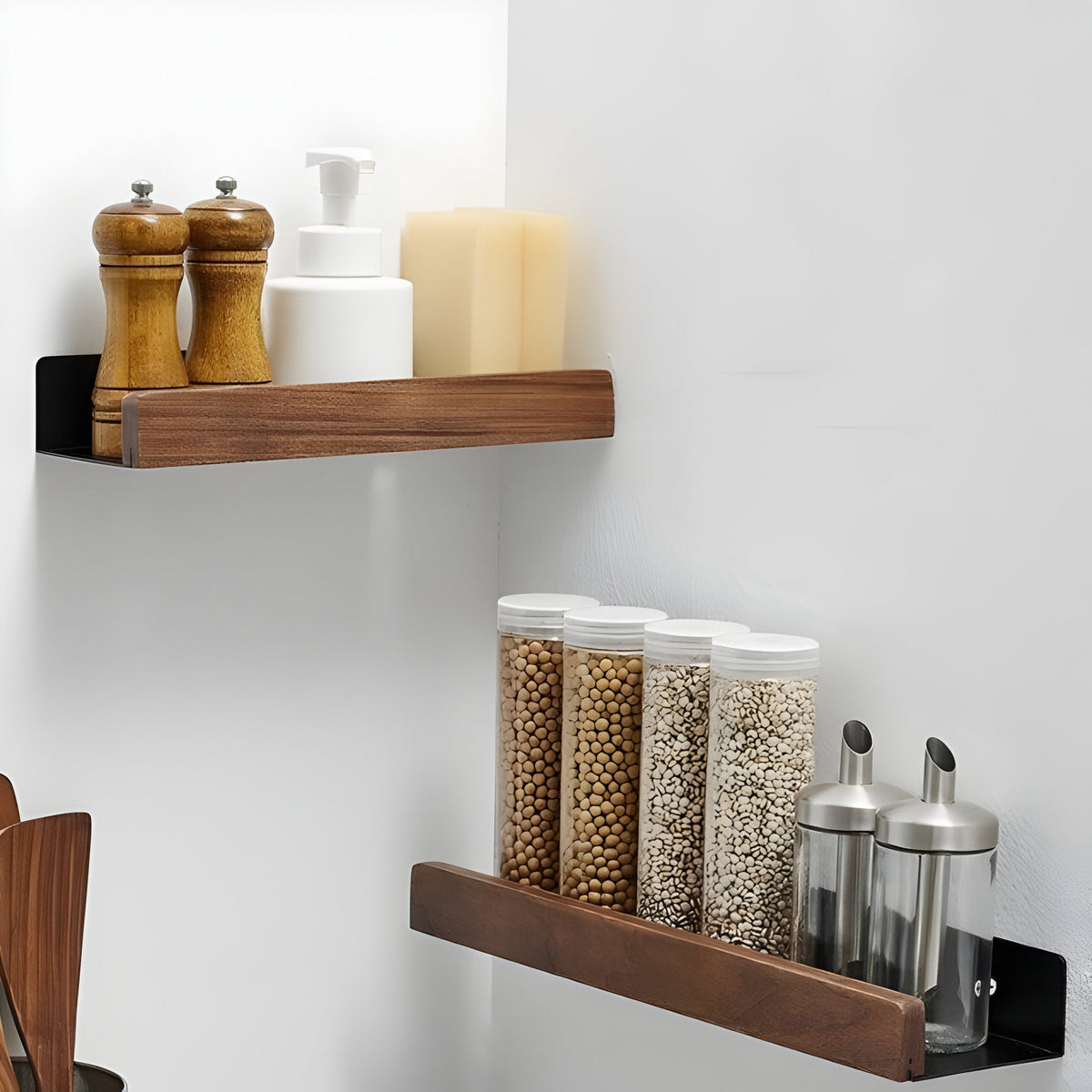 LuxeWood Regal - Scaffale per bagno in legno
