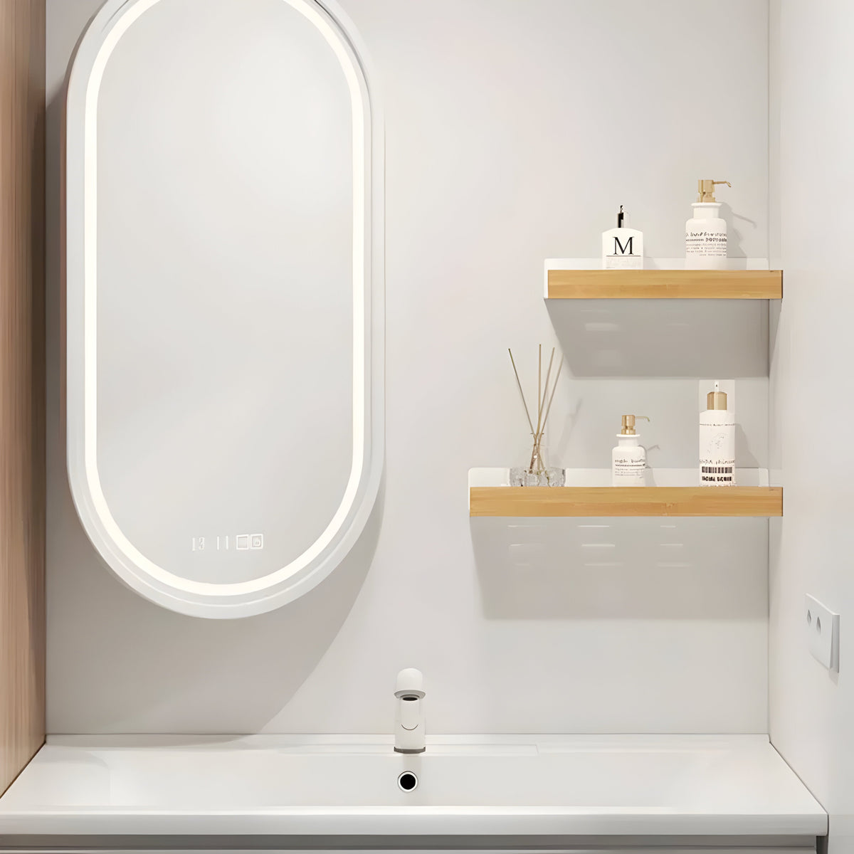 LuxeWood Regal - Scaffale per bagno in legno