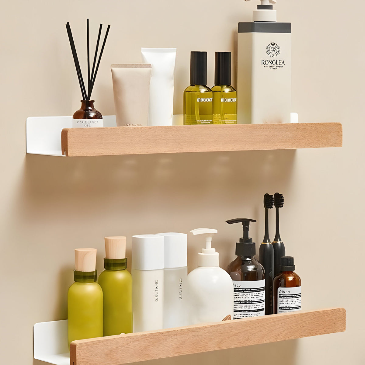 LuxeWood Regal - Scaffale per bagno in legno