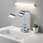 Rubinetto da lavabo lussuoso – Design elegante a cascata | Rubinetto da bagno di alta qualità in ottone spazzolato