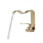 Rubinetto da lavabo lussuoso – Design elegante a cascata | Rubinetto da bagno di alta qualità in ottone spazzolato