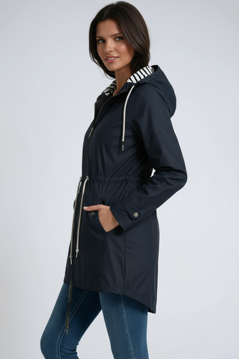 Parka Donna con Cappuccio e Coulisse – Giacca Elegante con Vita Regolabile