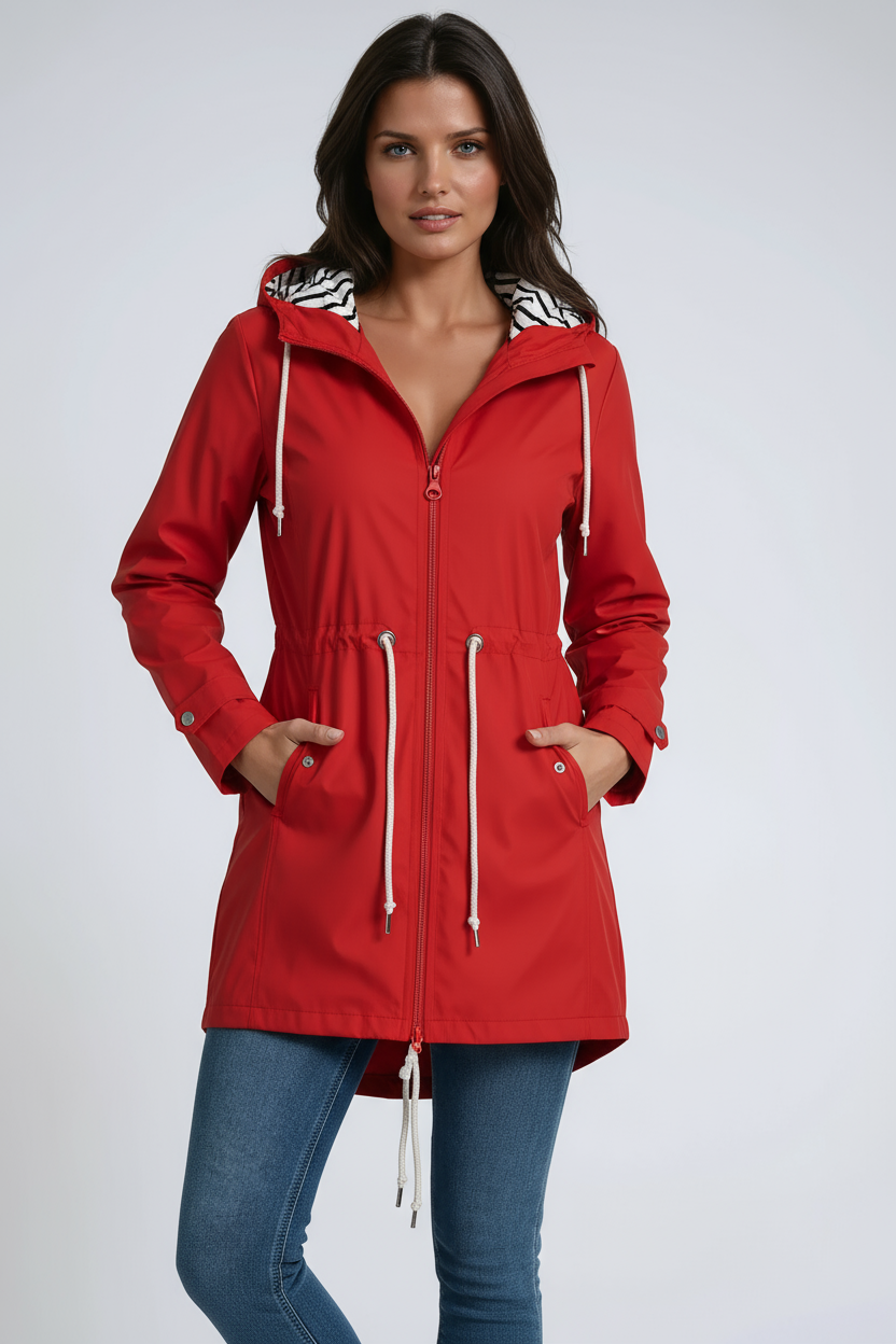 Parka Donna con Cappuccio e Coulisse – Giacca Elegante con Vita Regolabile