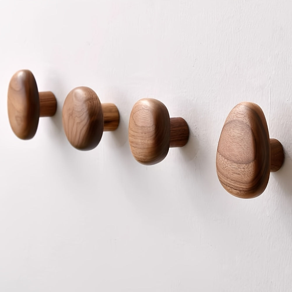 Set di Ganci da Muro in Legno Forma Rotonda Ganci per Cappotti da Montare a Muro
