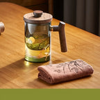 Tazza da tè in vetro con manico in legno – Resistente al calore & con filtro per tè | Ideale per la casa