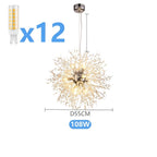 Lampadario LED con sfere di cristallo – Effetto Dente di Leone scintillante | Illuminazione elegante per soggiorno e sala da pranzo