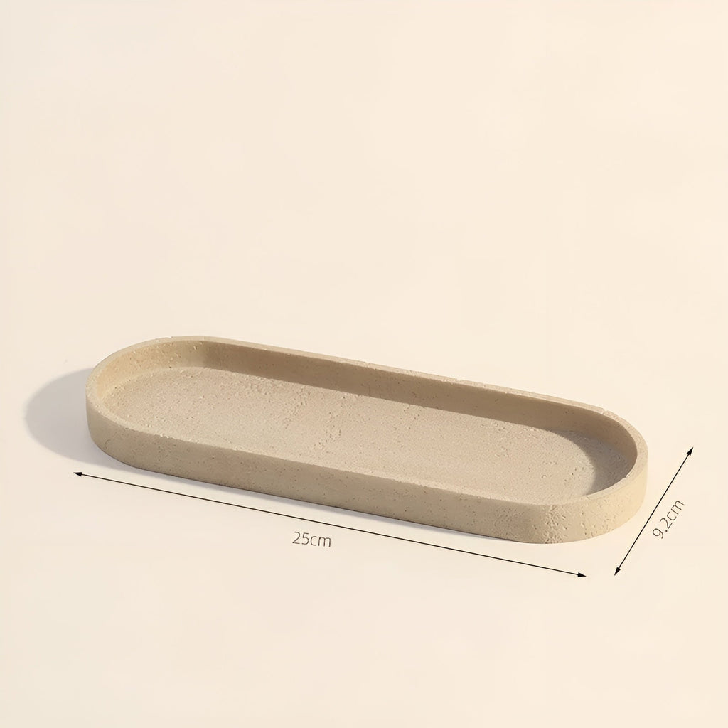 Porta spazzolini in pietra naturale – con dispenser di sapone e vassoio | Eleganti accessori da bagno in travertino