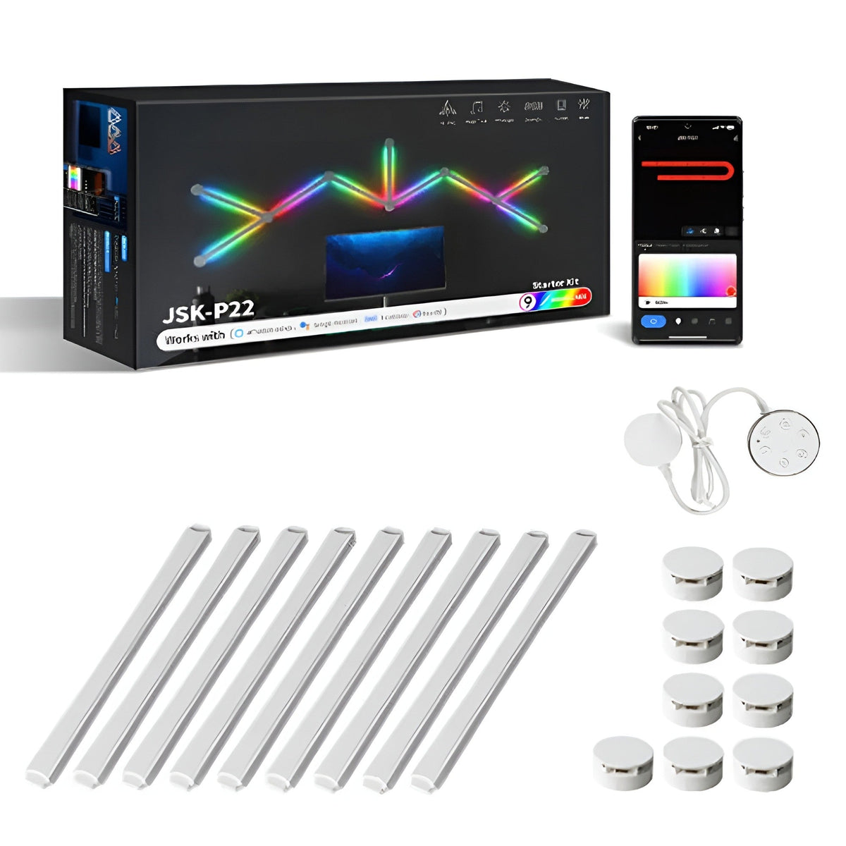 Smarte RGB Applique – Cambio colore e controllo musicale | Illuminazione ambientale perfetta per TV, camera da letto e sala giochi