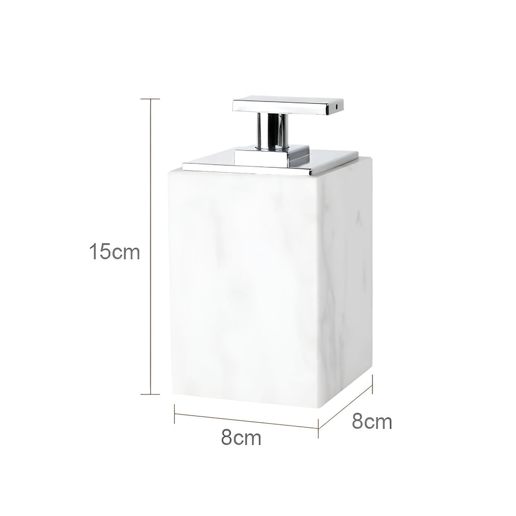 Set da Bagno in Marmo Bianco – Dispenser per Sapone, Porta Sapone, Spazzola per WC & Vassoio | Eleganti Accessori da Bagno