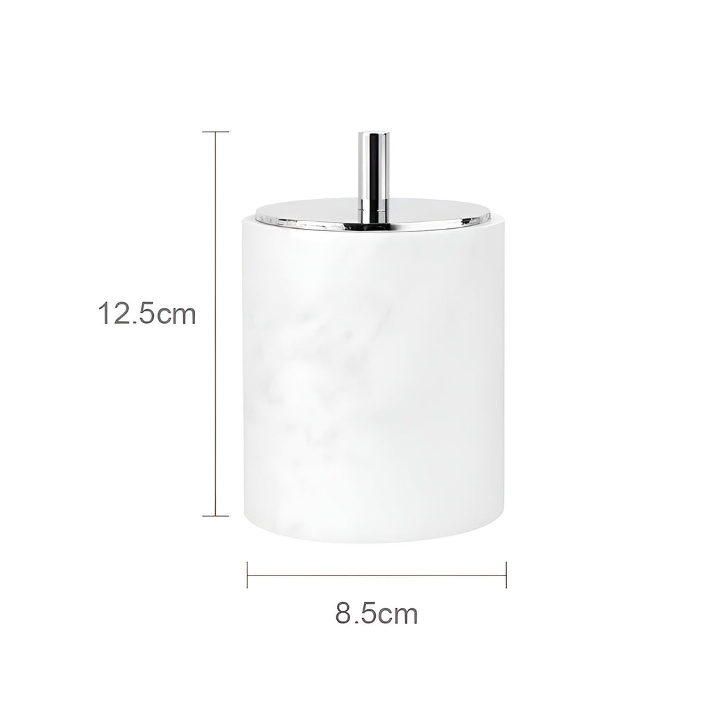 Set da Bagno in Marmo Bianco – Dispenser per Sapone, Porta Sapone, Spazzola per WC & Vassoio | Eleganti Accessori da Bagno