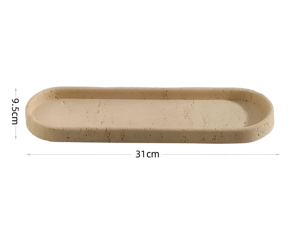 Porta spazzolini in pietra naturale – con dispenser di sapone e vassoio | Eleganti accessori da bagno in travertino