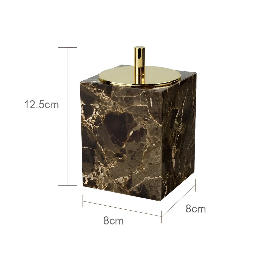 Set da bagno in marmo Emperador – Dispenser di sapone, porta sapone e accessorio per profumo di lusso | Accessori eleganti per il bagno