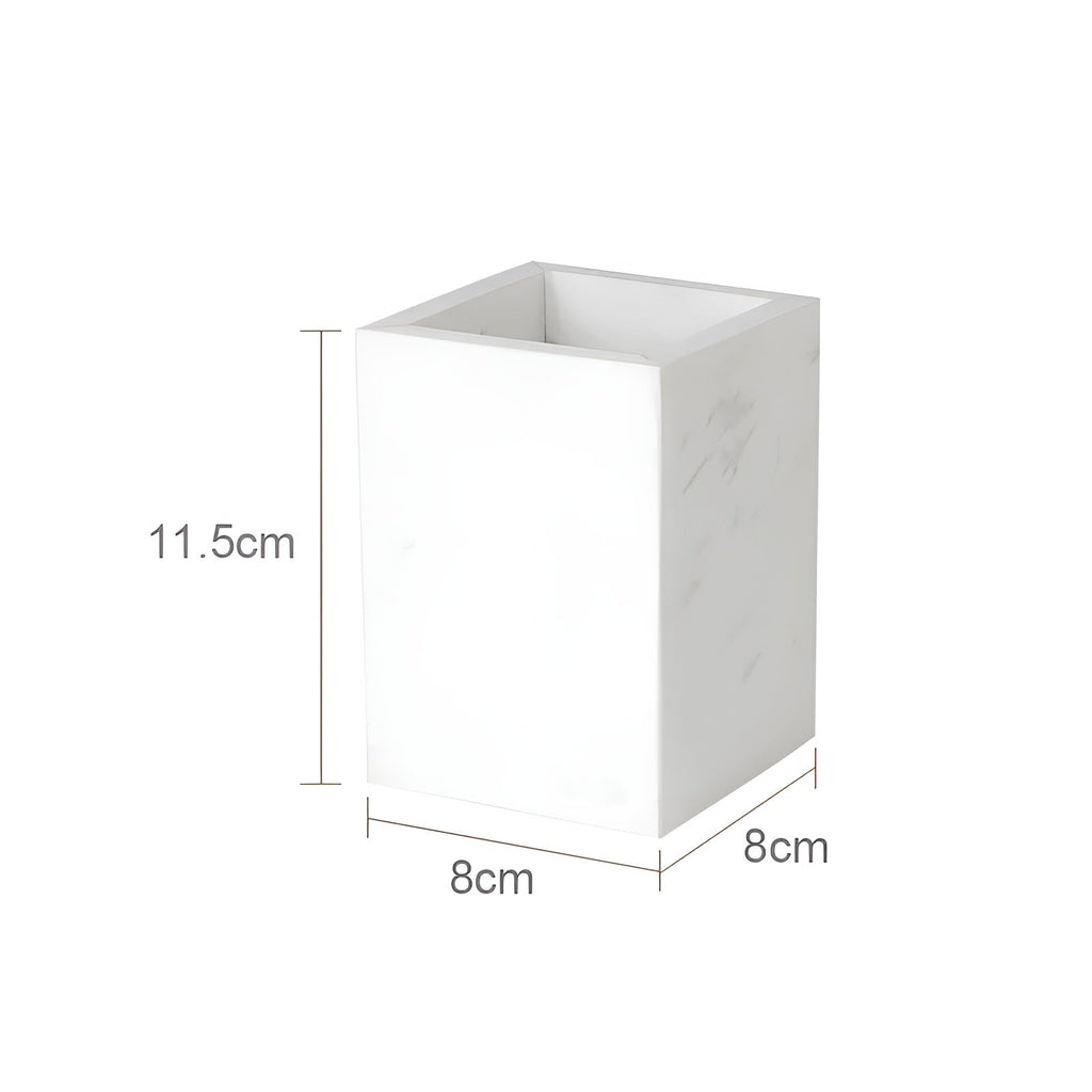 Set da Bagno in Marmo Bianco – Dispenser per Sapone, Porta Sapone, Spazzola per WC & Vassoio | Eleganti Accessori da Bagno