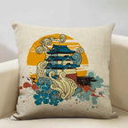 FujiVista – Fodera per cuscino con design Ukiyo-e del Monte Fuji per un arredamento artistico