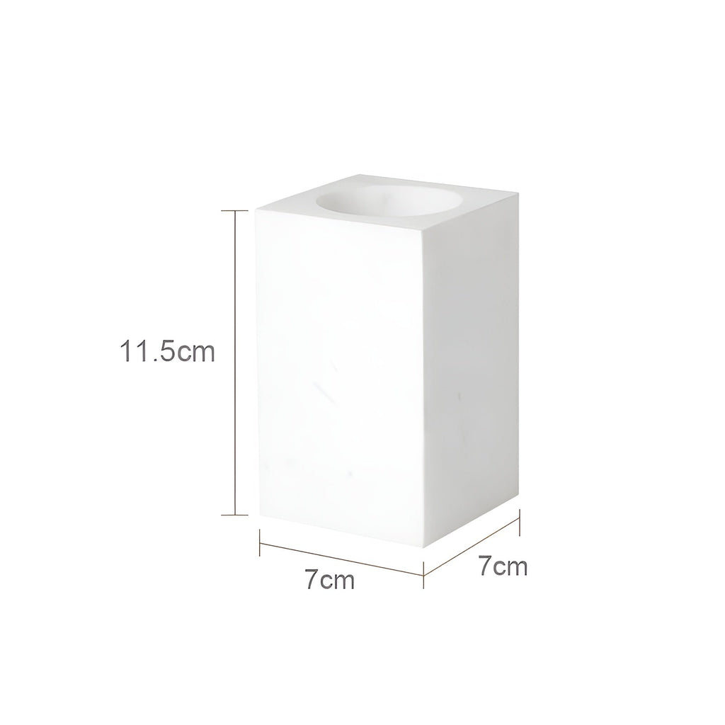Set da Bagno in Marmo Bianco – Dispenser per Sapone, Porta Sapone, Spazzola per WC & Vassoio | Eleganti Accessori da Bagno