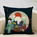 FujiVista – Fodera per cuscino con design Ukiyo-e del Monte Fuji per un arredamento artistico