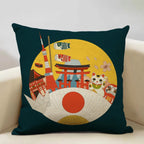 FujiVista – Fodera per cuscino con design Ukiyo-e del Monte Fuji per un arredamento artistico