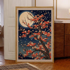 Arte Murale Albero di Sakura al Chiaro di Luna
