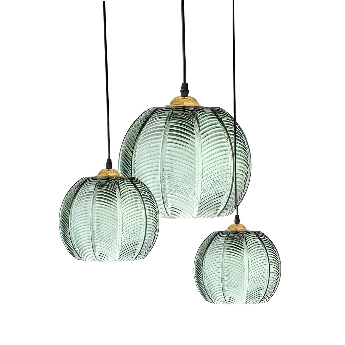 Lampada a sospensione in vetro rigato verde – Design retro e luce suggestiva | Illuminazione interna elegante