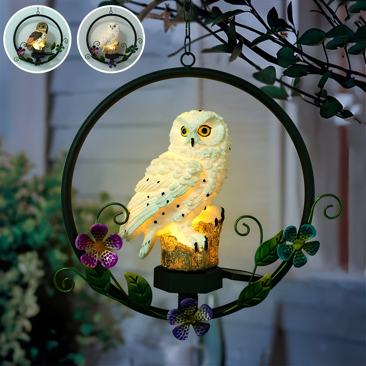 LumiOwl Light - Lampada a forma di gufo appesa a energia solare