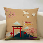 FujiVista – Fodera per cuscino con design Ukiyo-e del Monte Fuji per un arredamento artistico