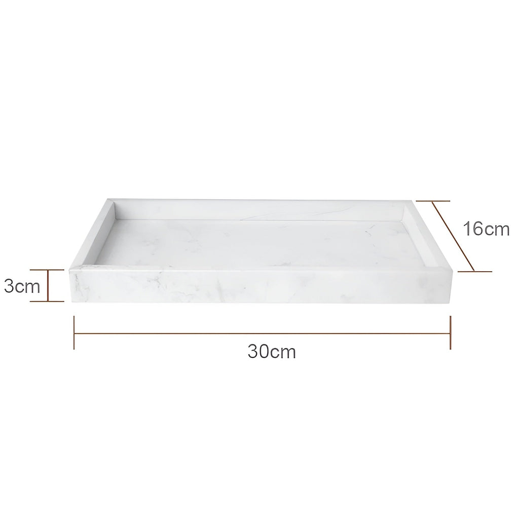 Set da Bagno in Marmo Bianco – Dispenser per Sapone, Porta Sapone, Spazzola per WC & Vassoio | Eleganti Accessori da Bagno