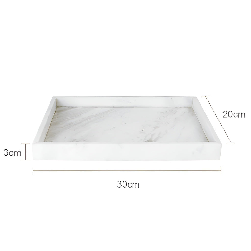 Set da Bagno in Marmo Bianco – Dispenser per Sapone, Porta Sapone, Spazzola per WC & Vassoio | Eleganti Accessori da Bagno