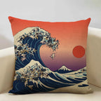FujiVista – Fodera per cuscino con design Ukiyo-e del Monte Fuji per un arredamento artistico