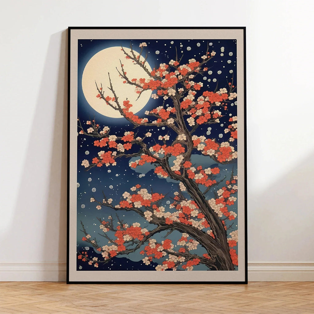 Arte Murale Albero di Sakura al Chiaro di Luna