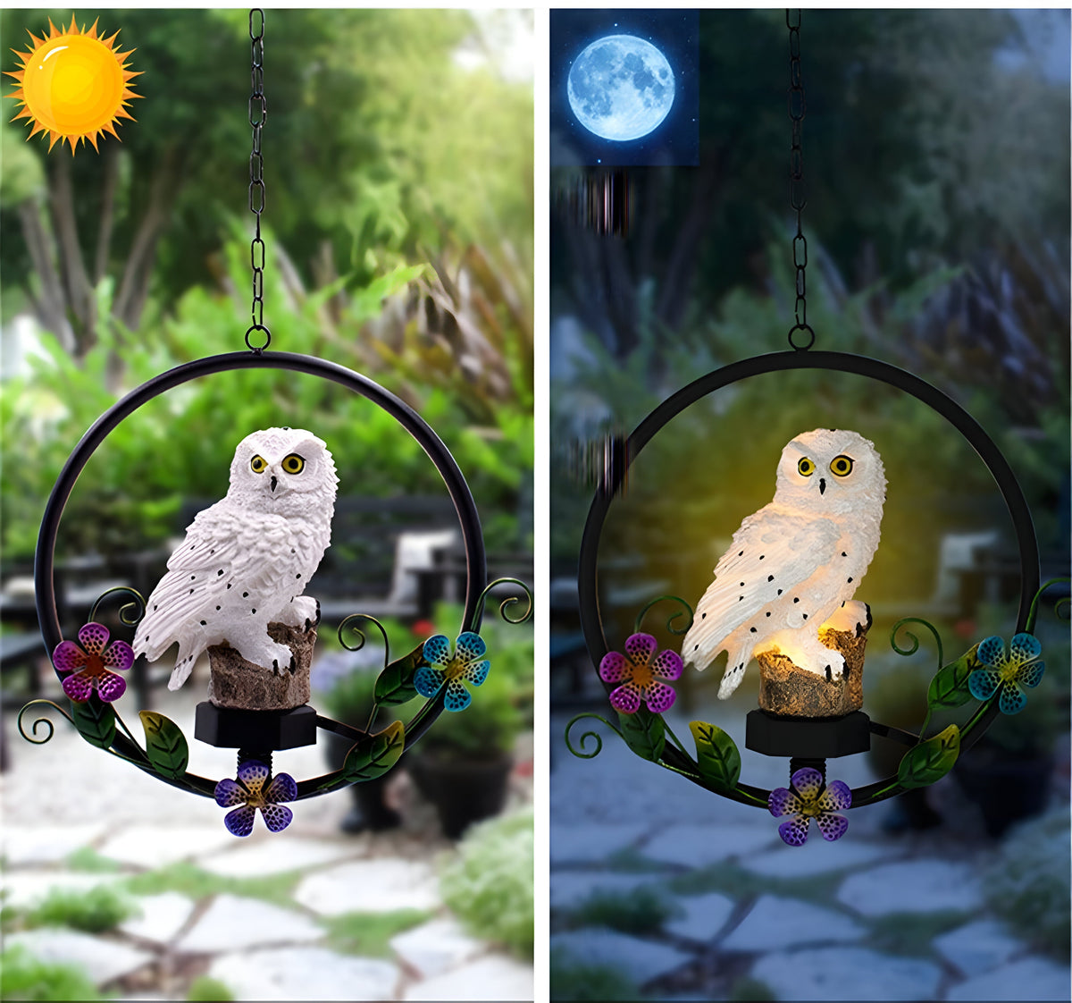 LumiOwl Light - Lampada a forma di gufo appesa a energia solare