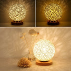 TwineGlow Light - Moderna lampada da tavolo in rattan ricaricabile USB