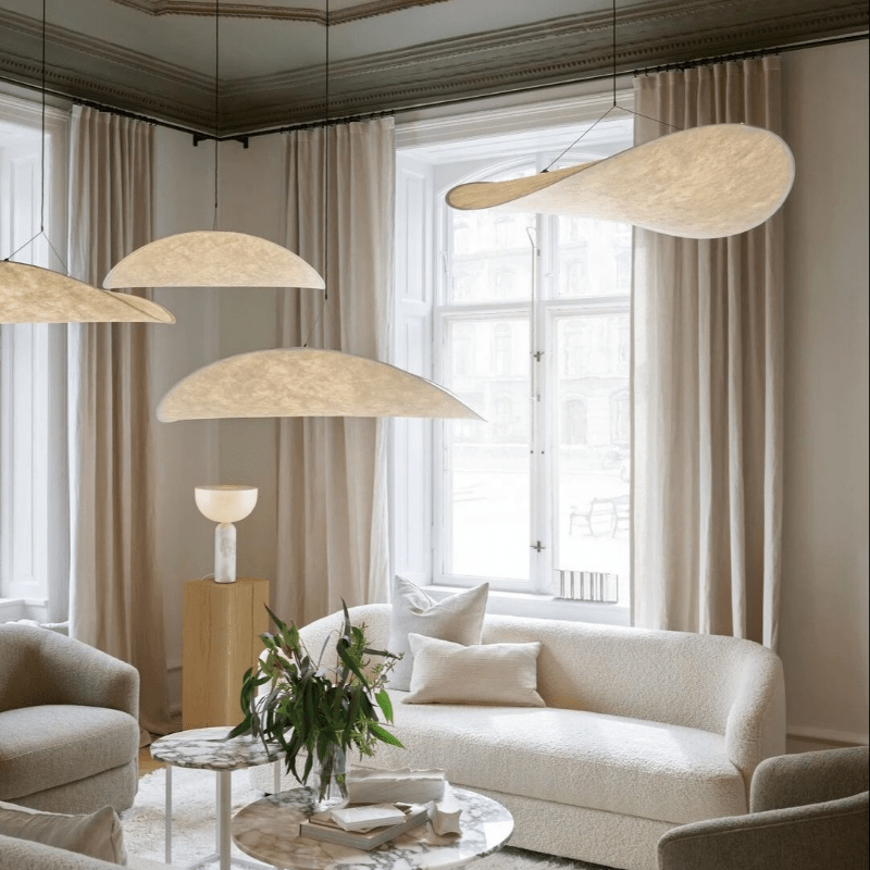 Lampadario in Seta Stile Japandi
