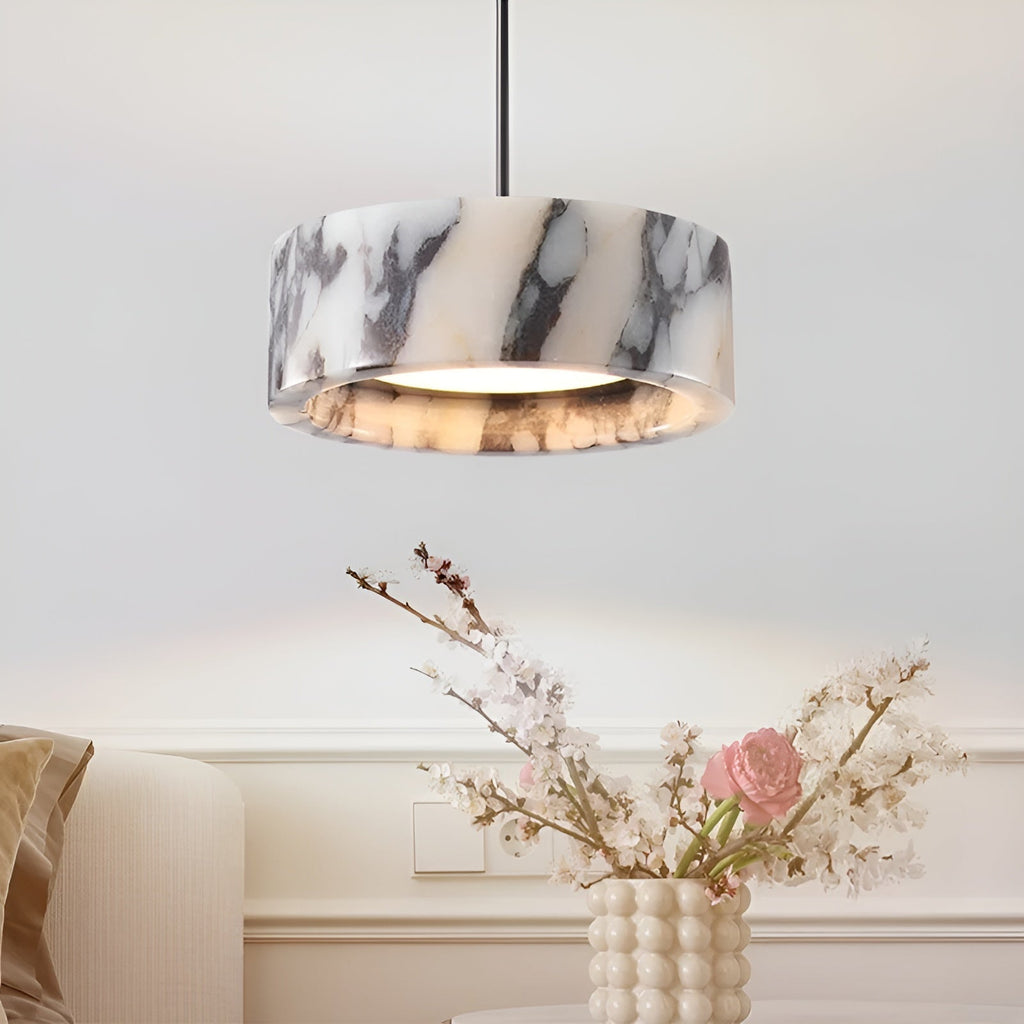 Lampada a sospensione in pietra naturale nera – Alta qualità & Moderna | Illuminazione d'interni elegante