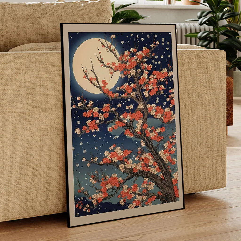 Arte Murale Albero di Sakura al Chiaro di Luna