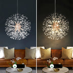 Lampadario LED con sfere di cristallo – Effetto Dente di Leone scintillante | Illuminazione elegante per soggiorno e sala da pranzo