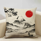FujiVista – Fodera per cuscino con design Ukiyo-e del Monte Fuji per un arredamento artistico