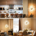 Lampadario LED con sfere di cristallo – Effetto Dente di Leone scintillante | Illuminazione elegante per soggiorno e sala da pranzo