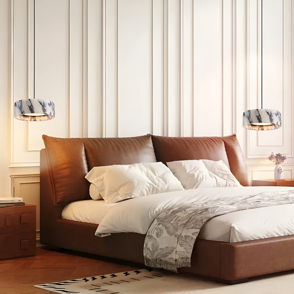 Lampada a sospensione in pietra naturale nera – Alta qualità & Moderna | Illuminazione d'interni elegante