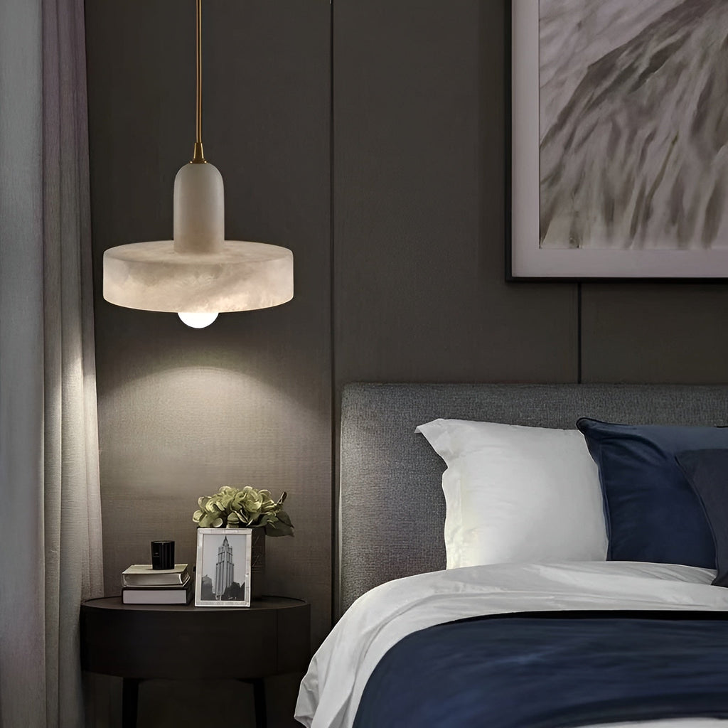 Lampada a sospensione in rame e marmo – design moderno e elegante | Perfetta per camere da letto e sale da pranzo