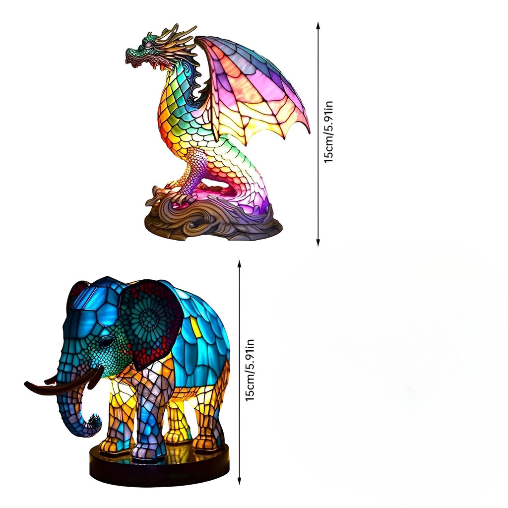 Lampada da tavolo con motivo animale – Drago o Elefante | Ideale per camera da letto e soggiorno