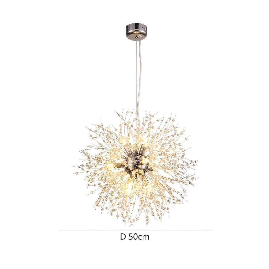 Lampadario LED con sfere di cristallo – Effetto Dente di Leone scintillante | Illuminazione elegante per soggiorno e sala da pranzo